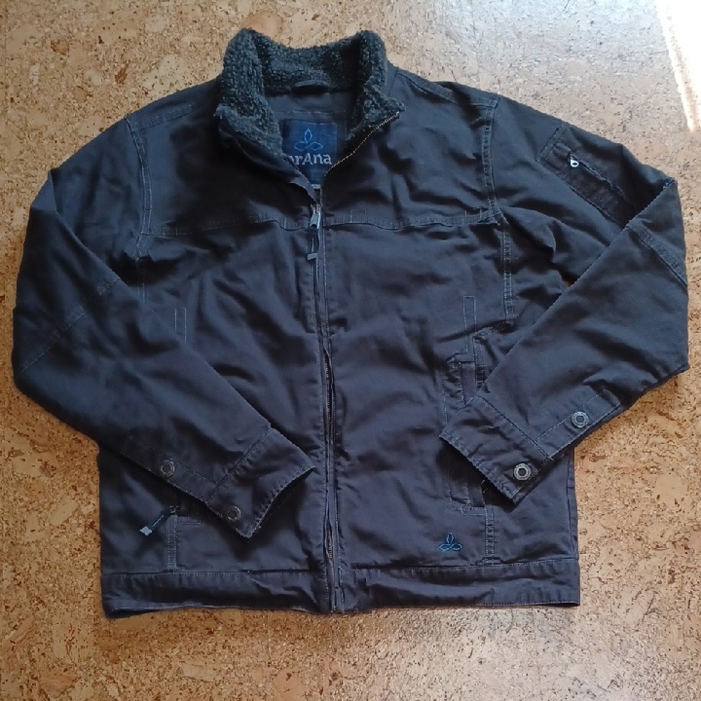 Prana Men's Black Canvas Bronson Full Zip Jacket Size M
